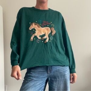 Green Sweatshirt with Embroidery